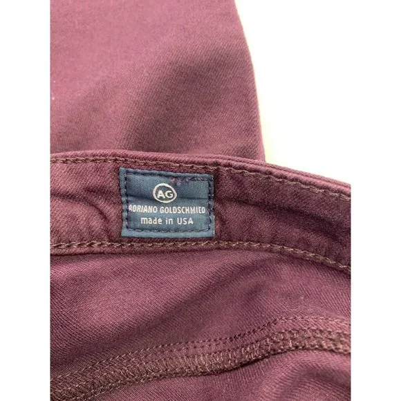 AG Adriano Goldschmied Women’s 27R The Stevie Ankle Slim Straight Jeans Burgundy - Picture 5 of 8